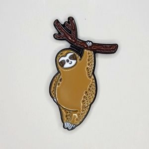 Pin: Sloth on a tree branch,  enamel pin